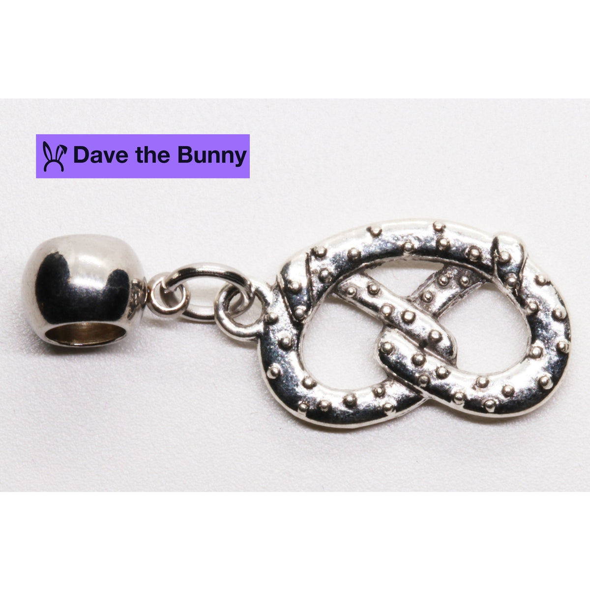 Pretzel Charm with Stainless Steel Connector
