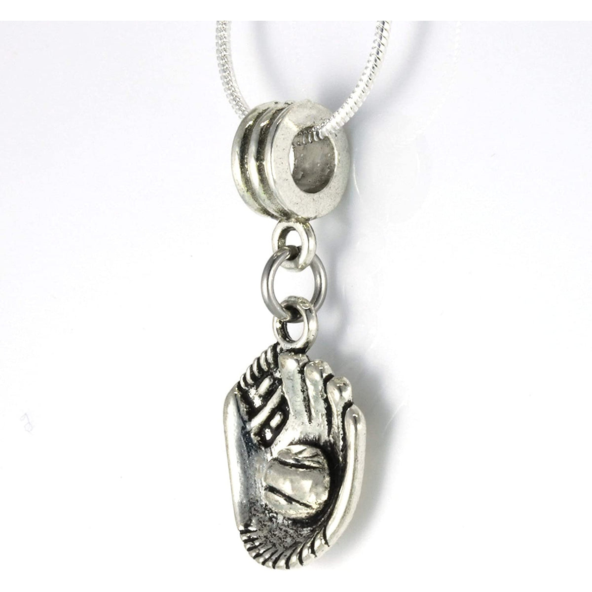 Baseball Charm Necklace with Stainless Steel Snake Chain