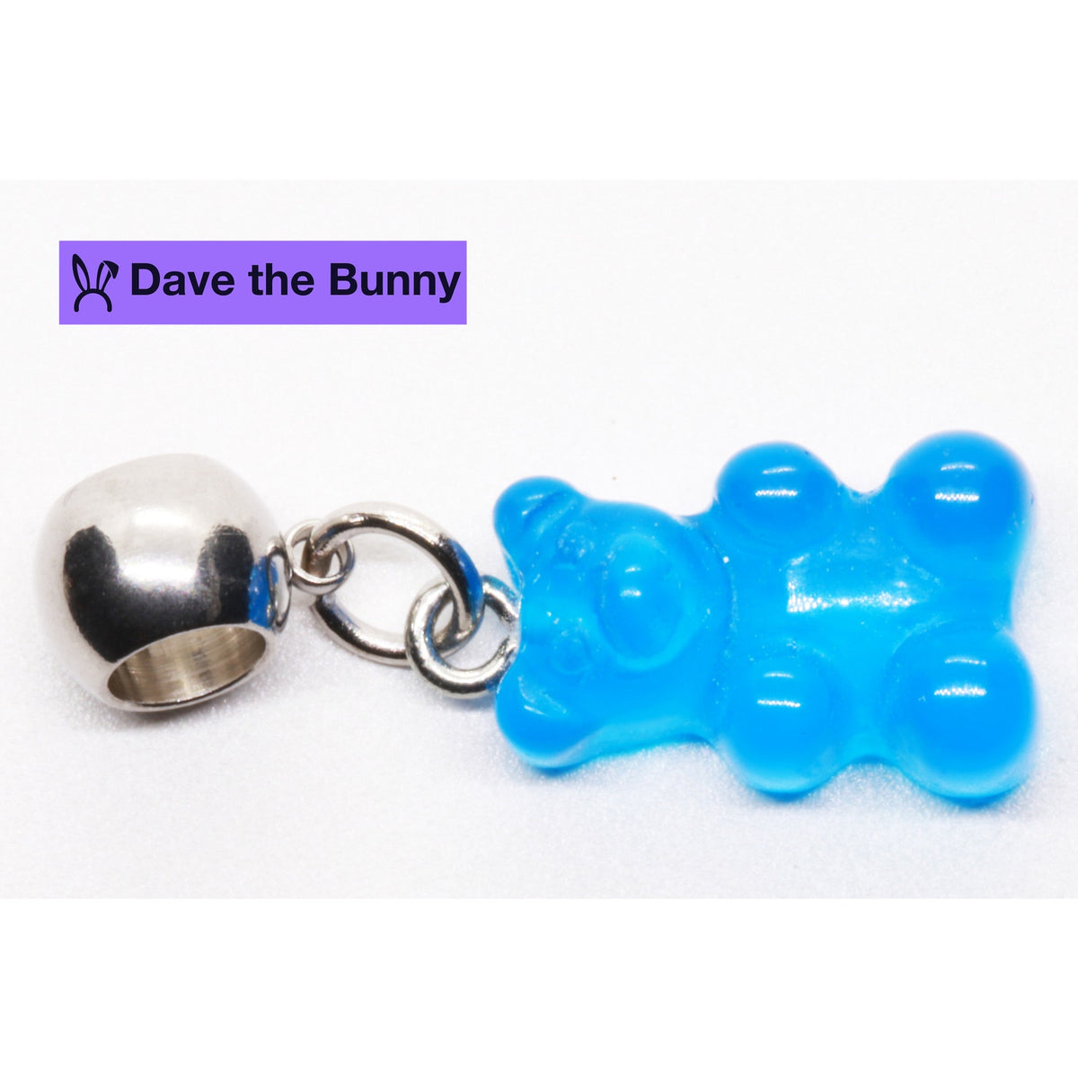 Blue Gummy Bear Charm with Stainless Steel Connector