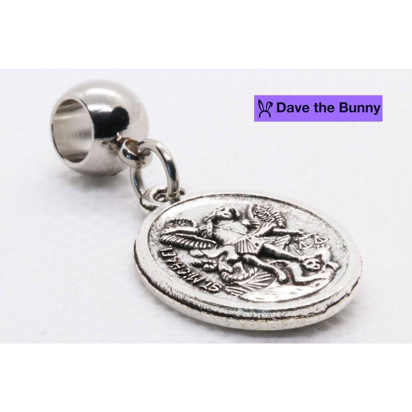 St Michael Charm - Guardian Angel St Michael Pendant for Men with Stainless Steel Connector and Metal Alloy Charm - St Michael the Archangel Necklace, Durable Religious Jewelry for Daily Wear