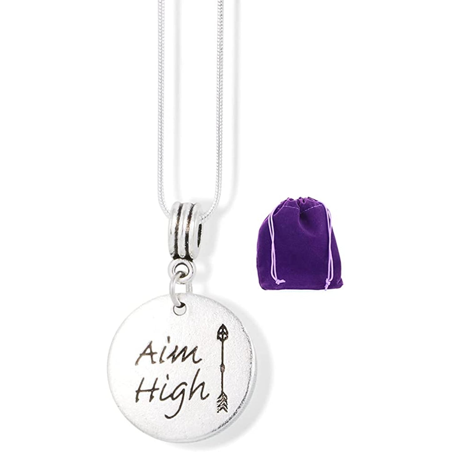 Aim High Inspirational Text Necklace Pendant Jewelry