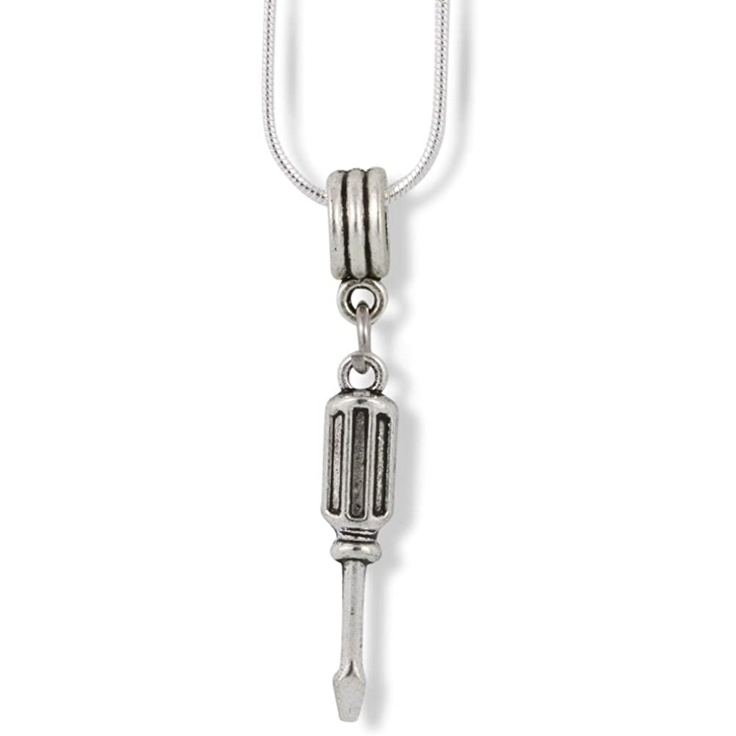 Screwdriver (Screw Driver) Slot Flathead Charm Necklace