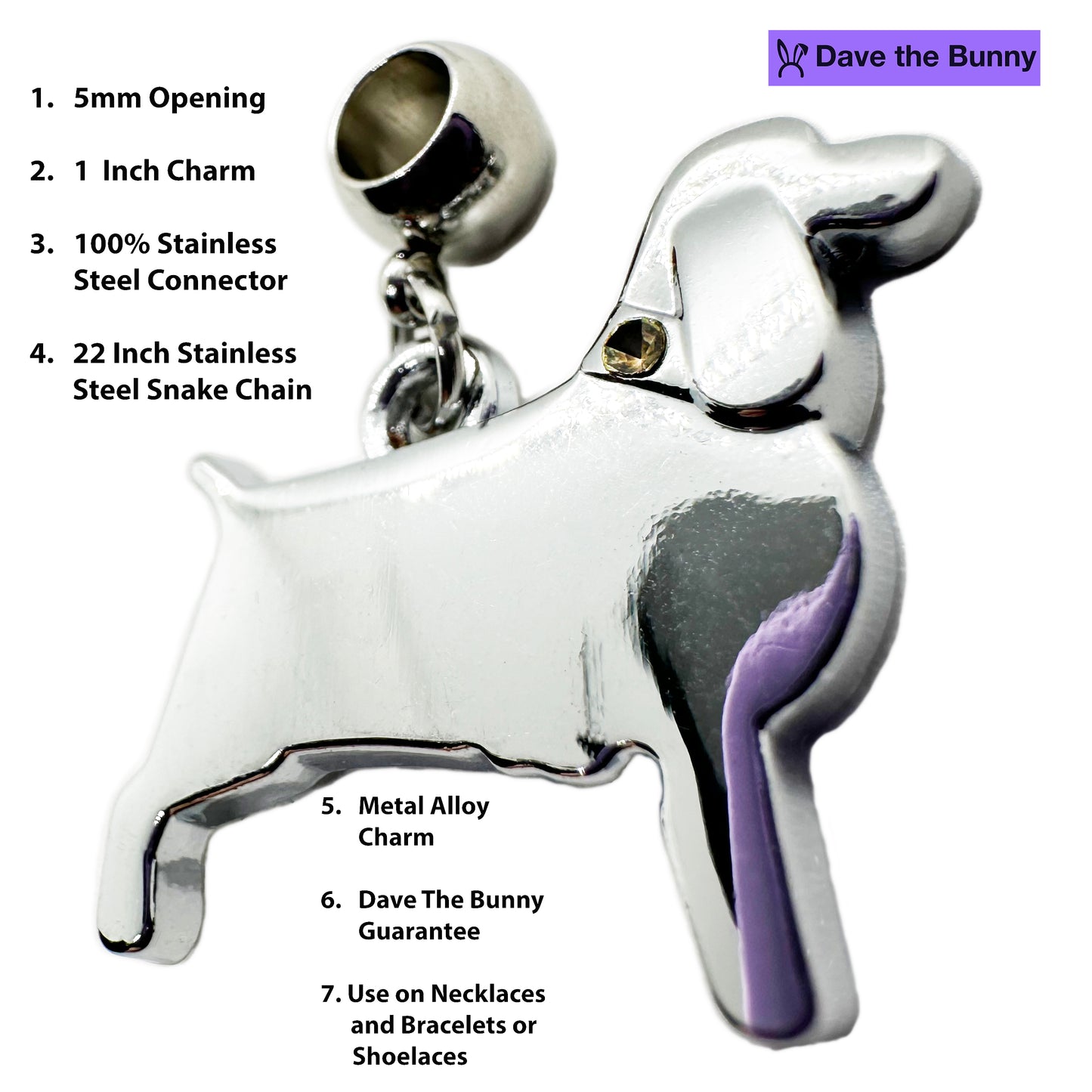 Beagle Necklace for Women - Dog Necklace for Dog Mom - Stainless Steel Snake Chain with Metal Alloy Charm - Elegant Dog Jewelry or Beagle Decor Gift for Pet Lovers