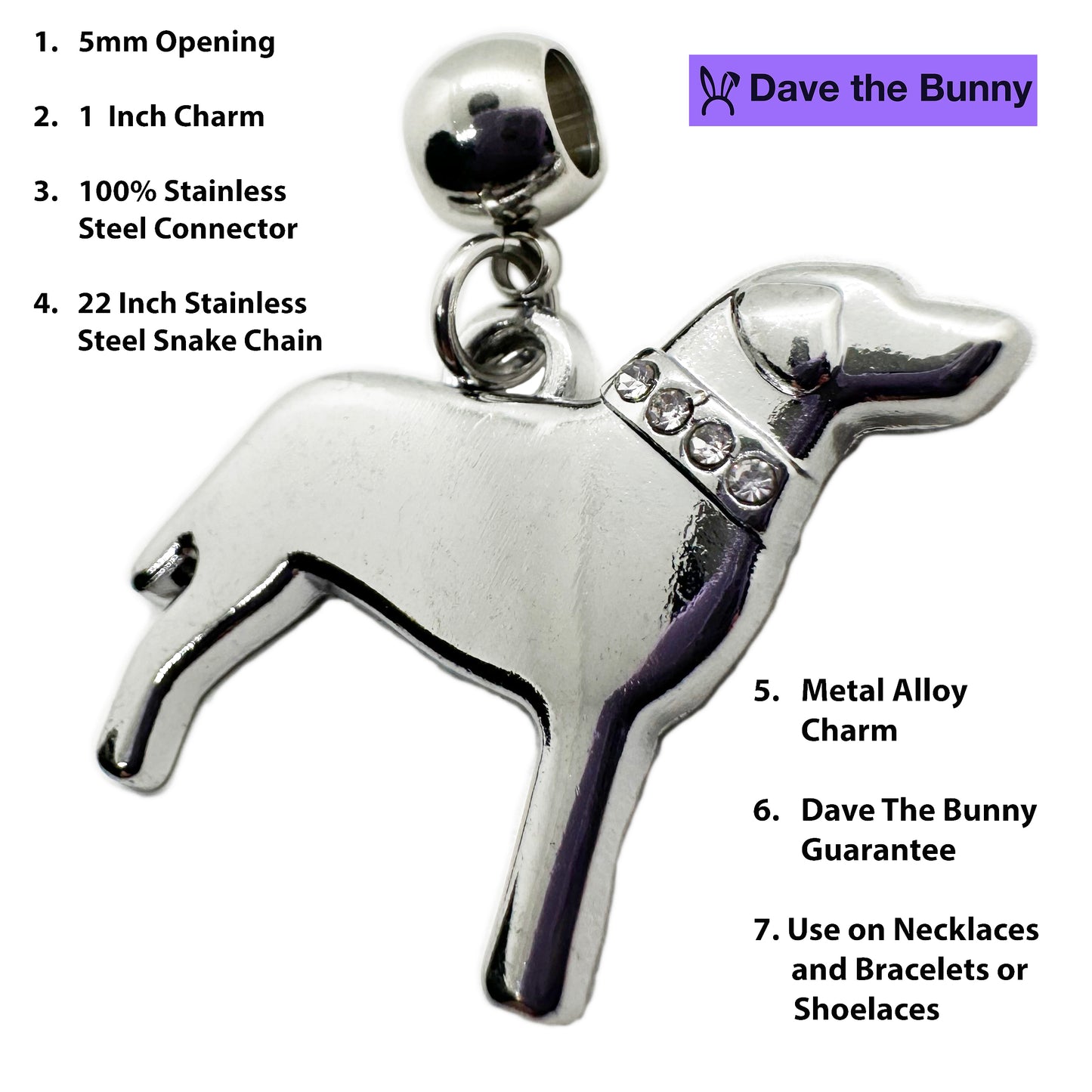 Pet Lab Necklace - A Great Lab Dog Necklace Stainless Steel Snake Chain Dog Necklace with Metal Alloy Charm for Dog Mom - Elegant Black Dog Design Jewelry Gift