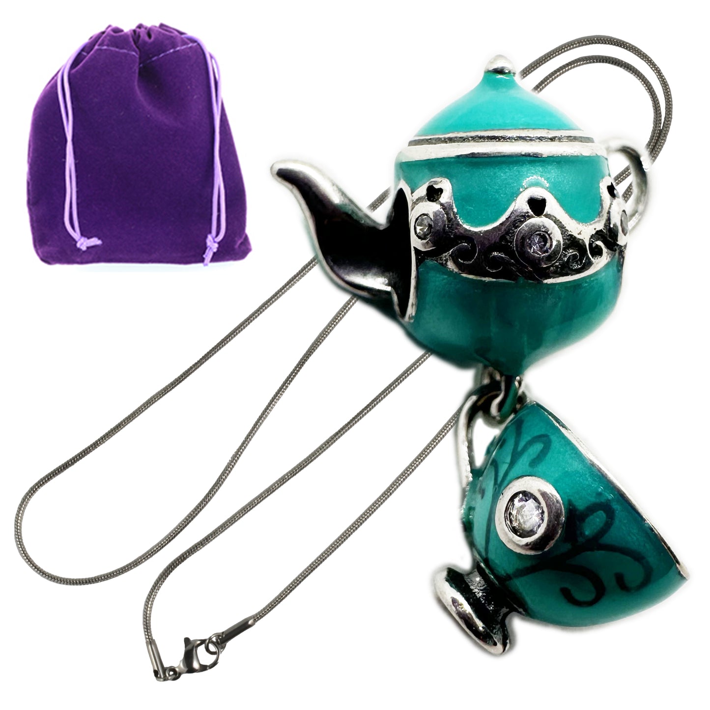 Tea Party Favors for Women - Elegant Stainless Steel Snake Chain with Metal Alloy Charm - Ideal Tea Party Favors, Thoughtful Tea Gifts for Tea Lovers, and Unique Tea Gift Options for Special Occasions