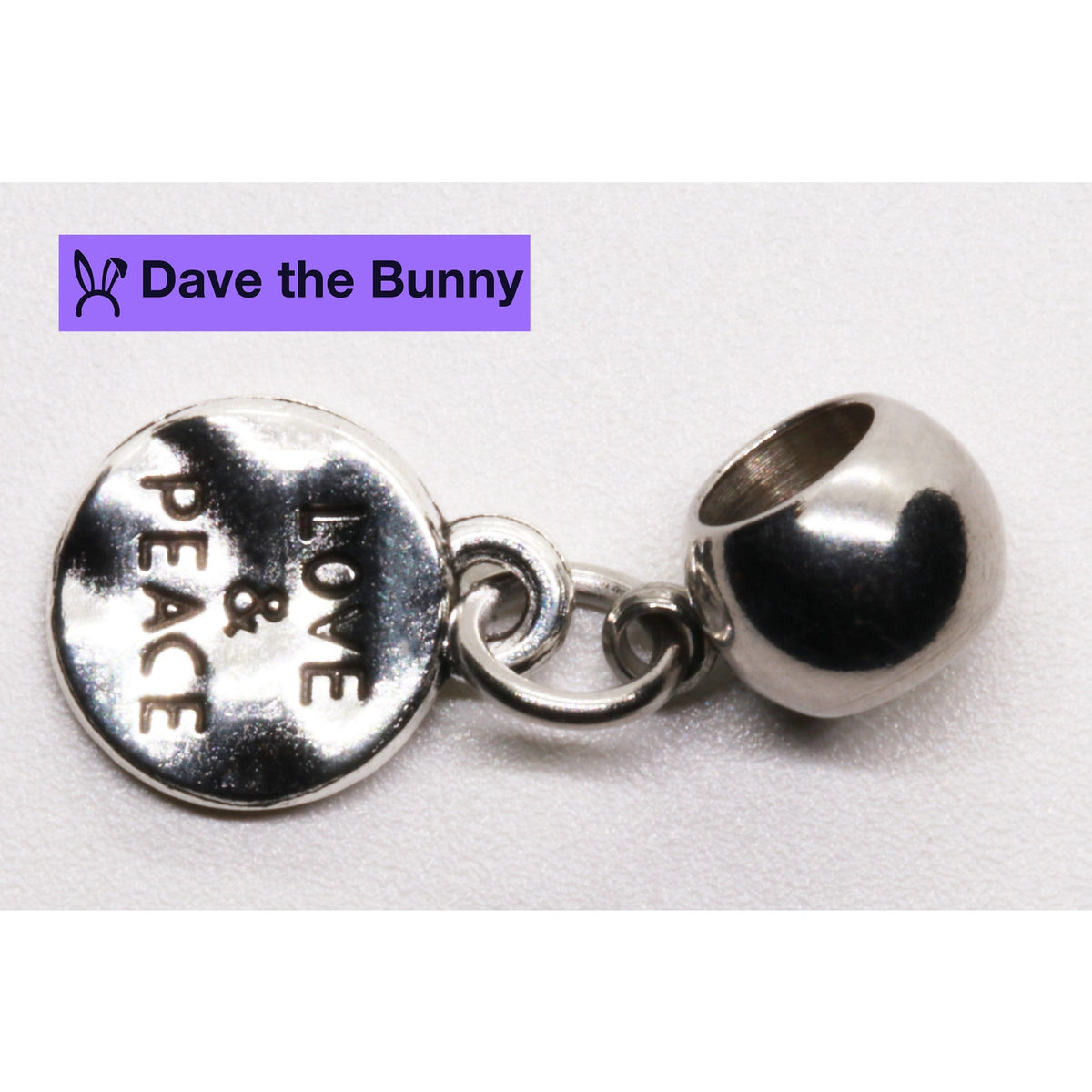 Love Peace Charm with Stainless Steel Connector