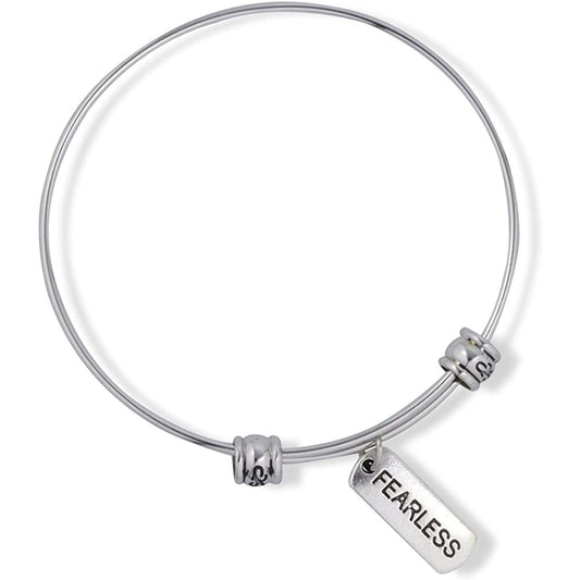 Fearless Courage Confidence Text Saying Fancy Charm Bangle