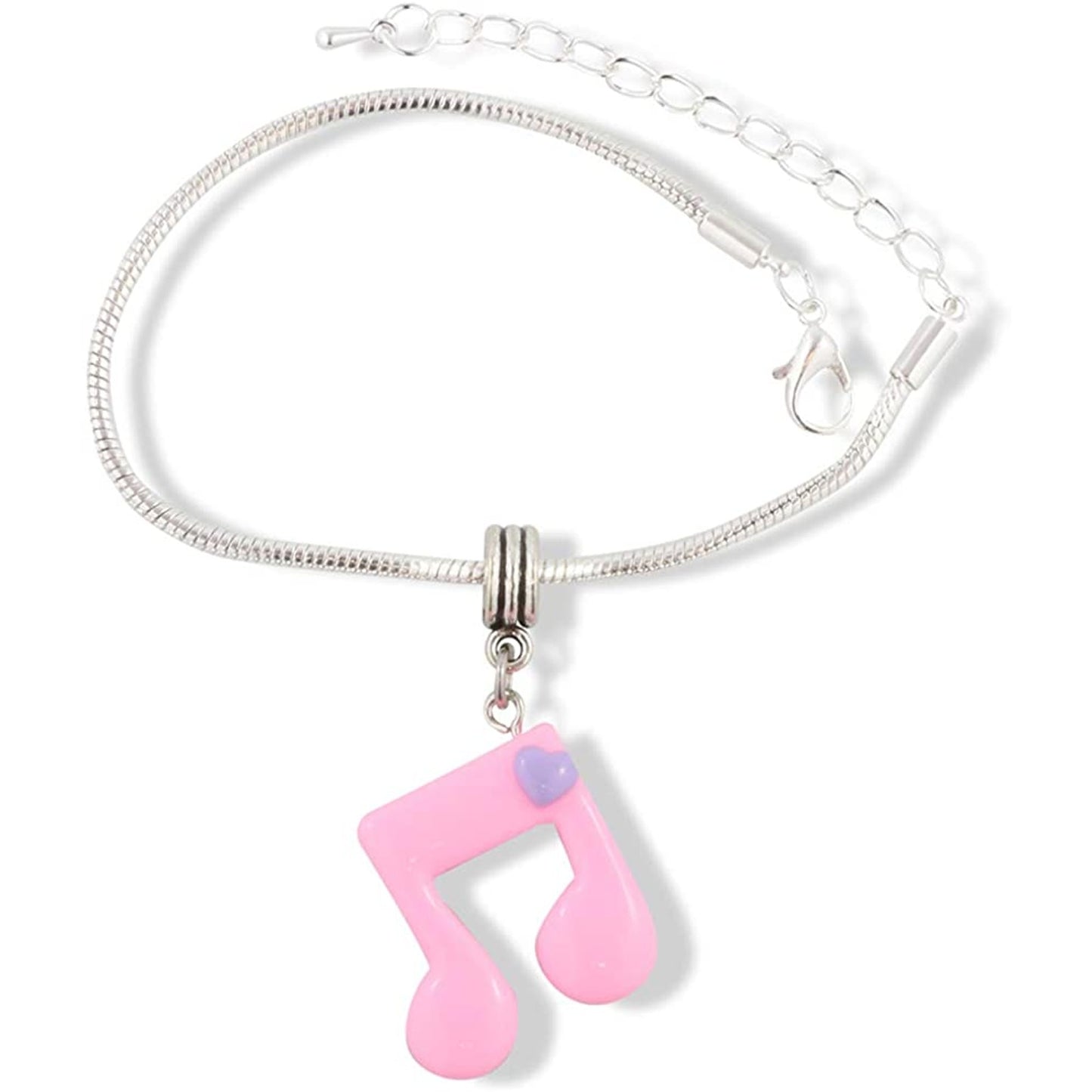 Music Note Plastic Charm Stainless Steel Bracelet
