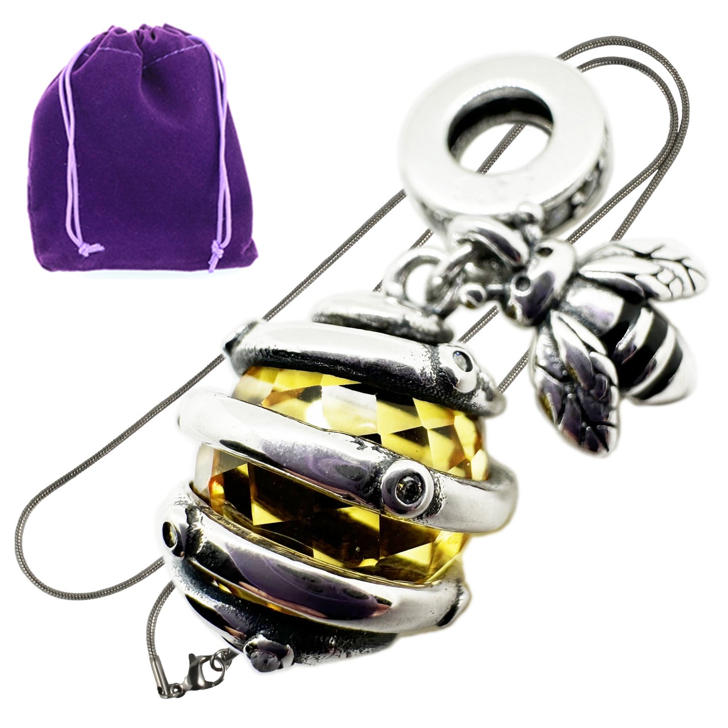 Bee and Hive Necklace - Bumblebee or Honeybee Charm Pendant