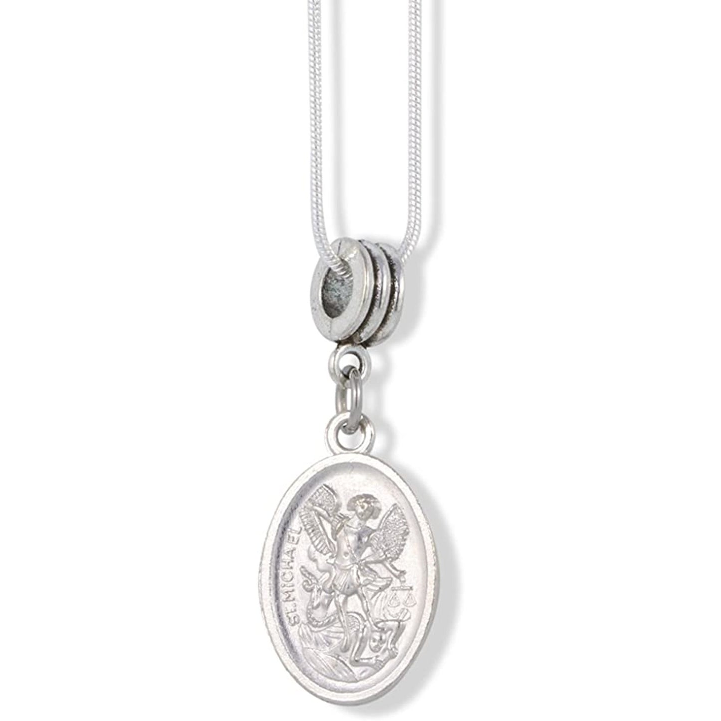 Saint Michael Charm Snake Chain Necklace