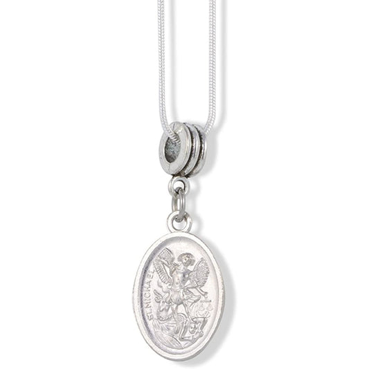 Saint Michael Charm Snake Chain Necklace