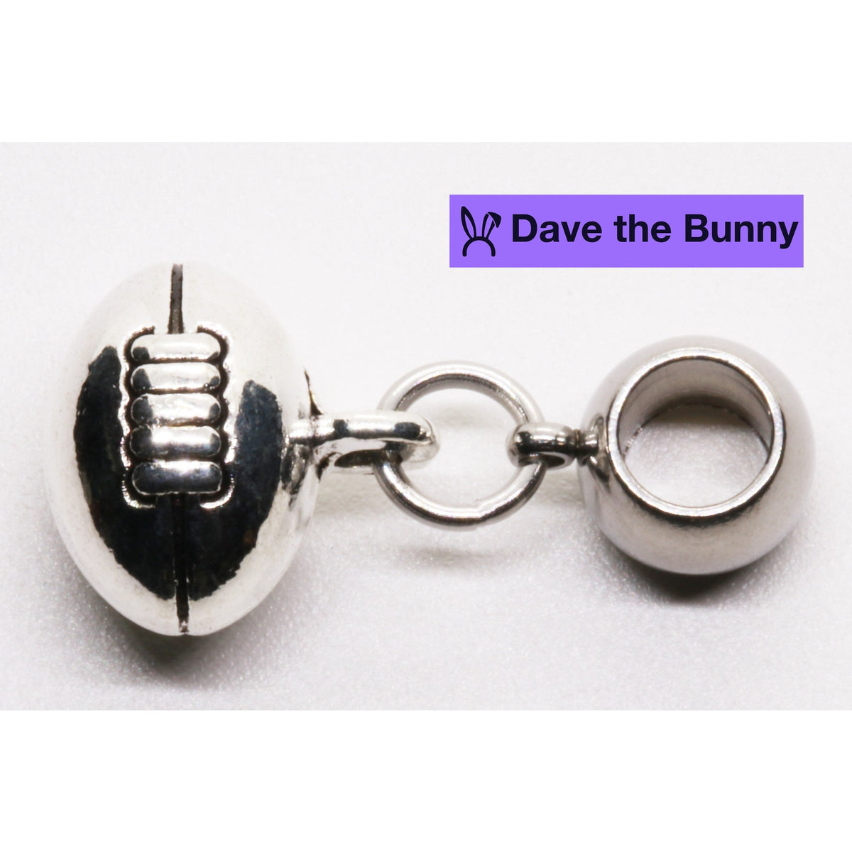 Football Charm with Stainless Steel Connector