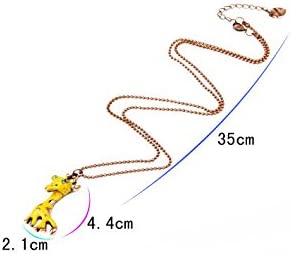 Giraffe Yellow with Green Eyes on Brass Round Necklace