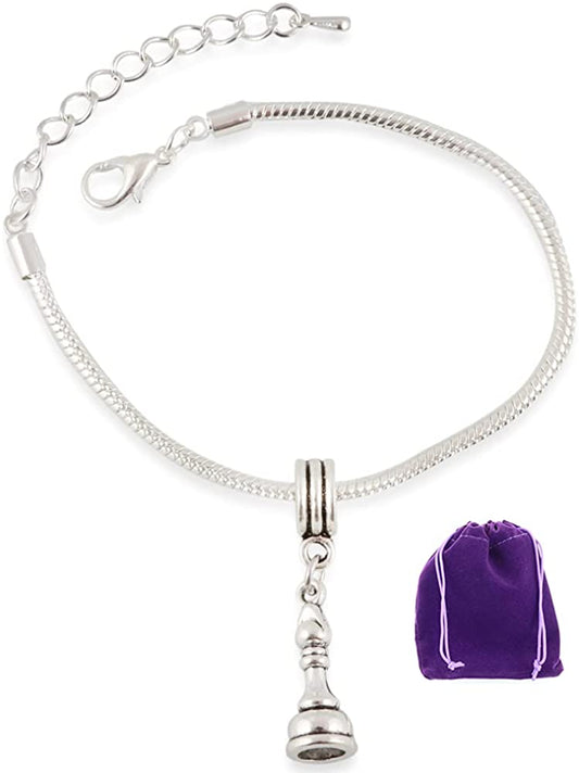 Bishop Bracelet | Chess Piece Stainless Steel Snake Chain Charm Bracelet