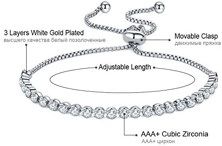 Tennis Bracelet Adjustable White