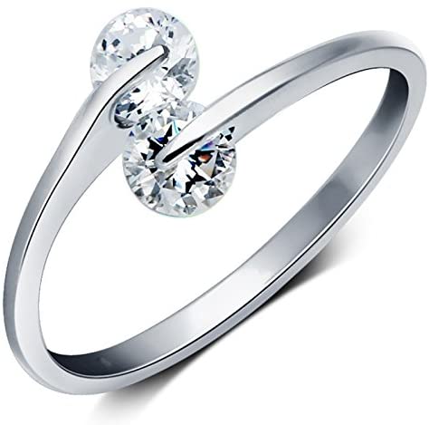 Emerald Park Jewelry Cubic Zircon Party Adjustable Wedding Band Silver Plated Ring