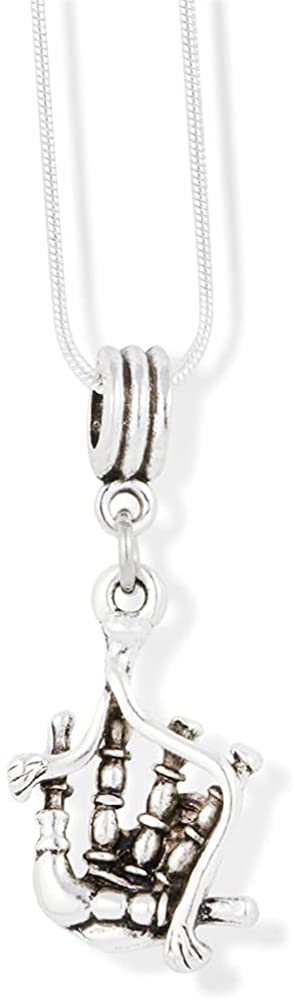 Bag Pipes Scottish Musical Instrument Charm Snake Chain Necklace