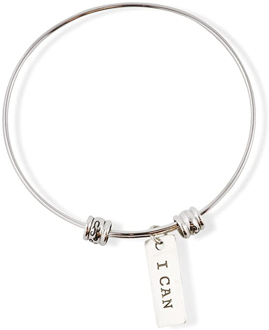 Emerald Park Jewelry I Can Bracelet | Inspirational Saying Fancy Charm Bangle