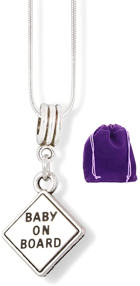 Baby on Board Text Charm Snake Chain Necklace