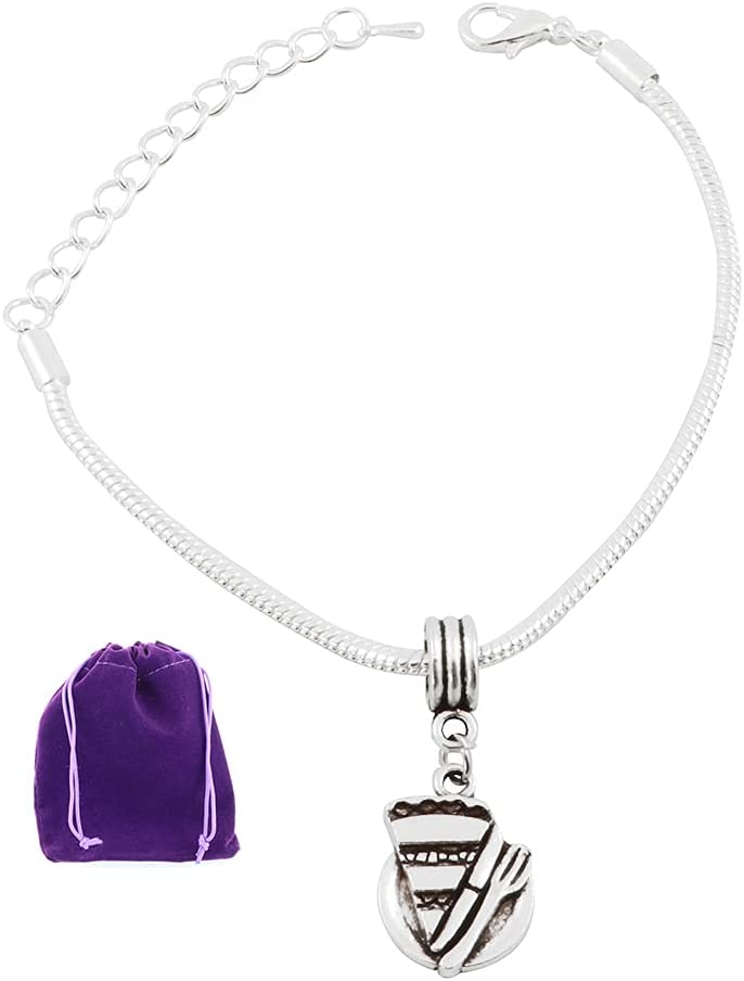 Emerald Park Jewelry Pie Bracelet | Slice of Pie Stainless Steel Snake Chain Charm Bracelet