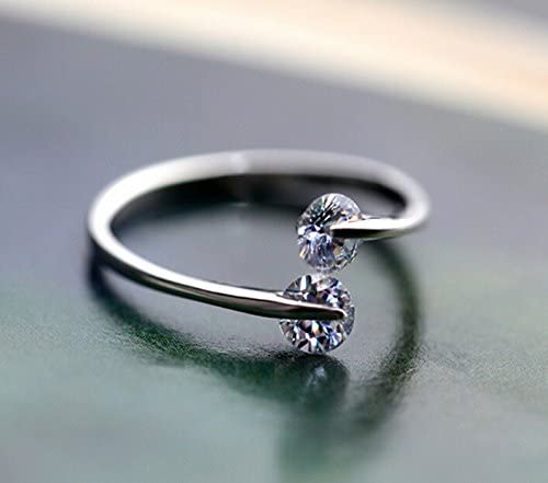 Emerald Park Jewelry Cubic Zircon Party Adjustable Wedding Band Silver Plated Ring