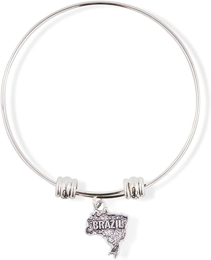 EPJ Brazil Country Map Fancy Charm Bangle