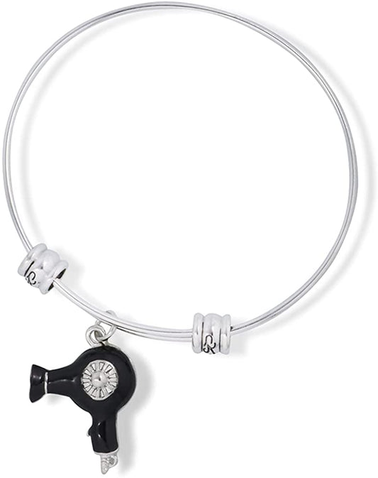 Blow Dryer Hair Stylist Fancy Charm Bangle