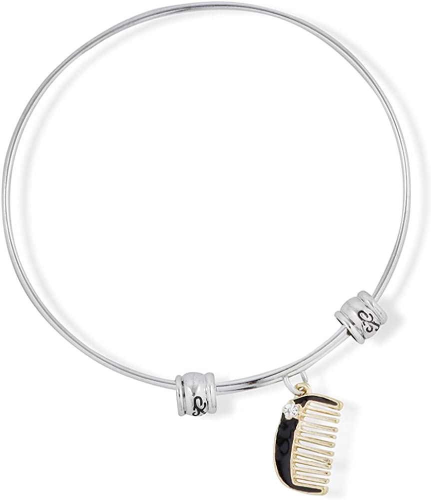 Black Comb Hair Stylist Fancy Charm Bangle