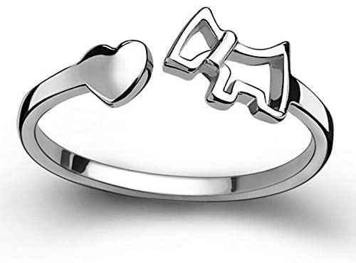 Emerald Park Jewelry Dog Heart Silver Plated Wedding Engagement Ring