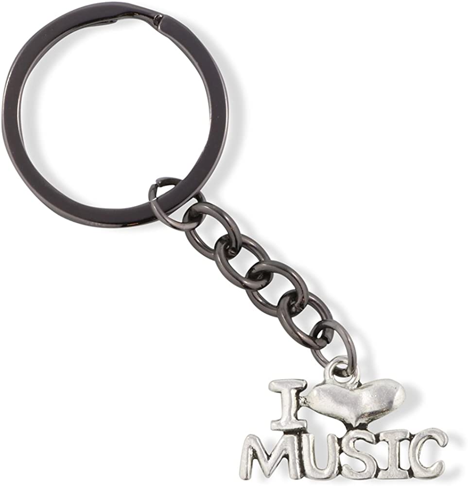 Emerald Park Jewelry I Love Heart Music Charm Keychain