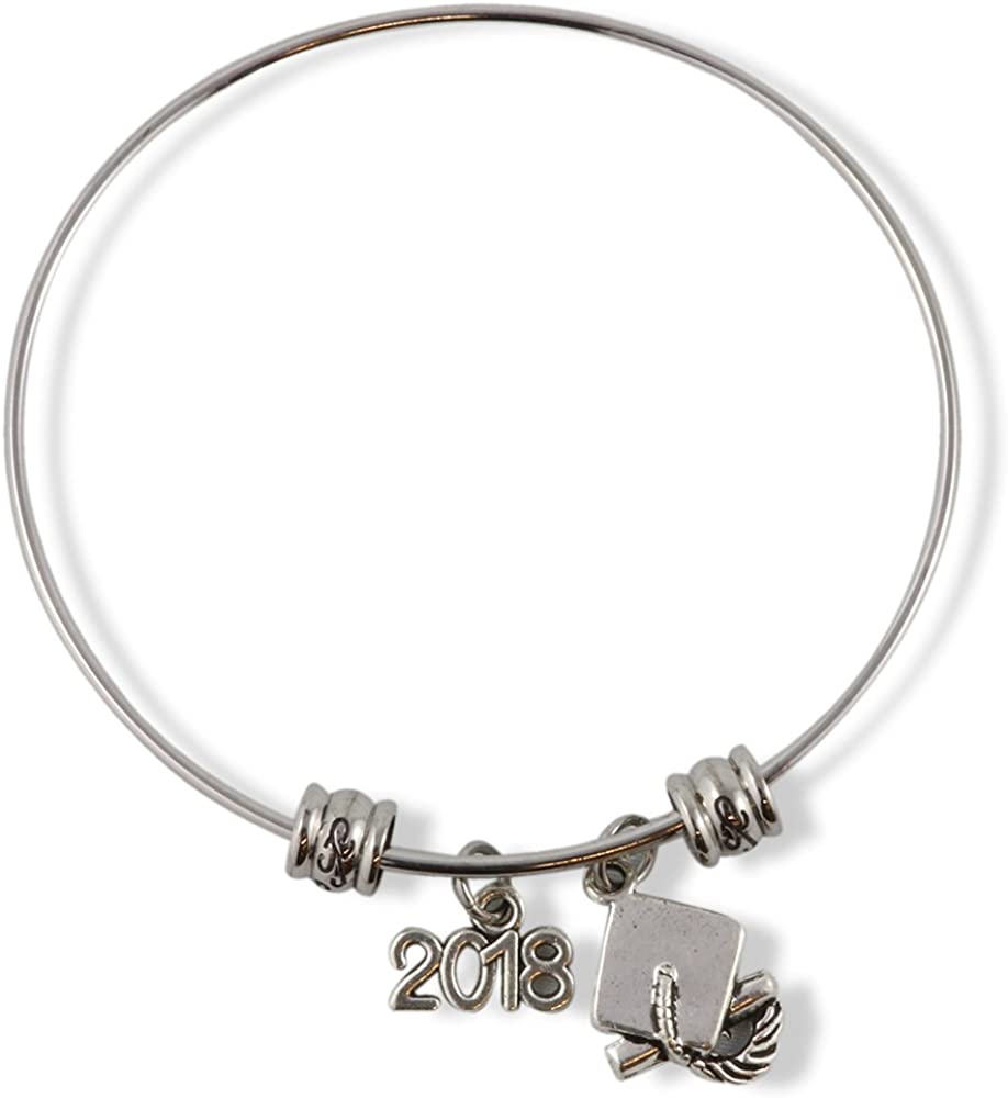 2018 Graduation Party Gifts for Her Bracelet Bangle Jewelry Charm Gift for Women Men Accessories Favors Class of 2018 Grad Gifts