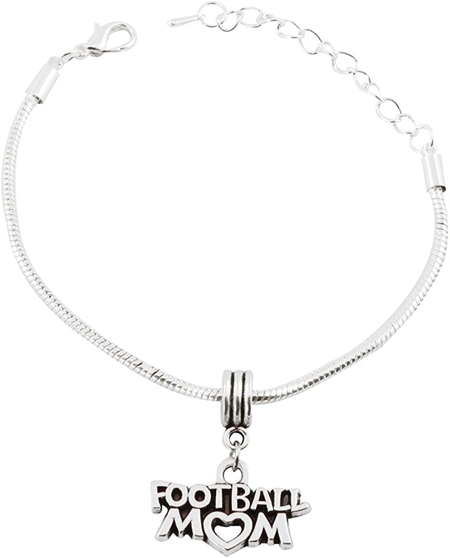 Emerald Park Jewelry Football Mom Snake Chain Charm Bracelet