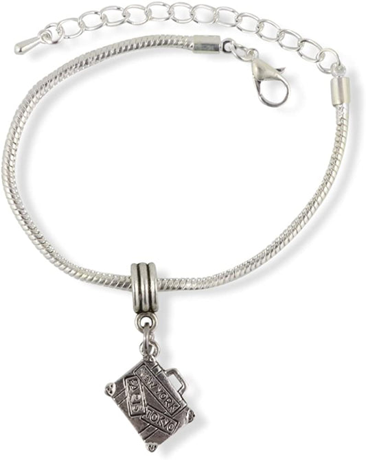 Travel Suitcase Luggage Snake Chain Charm Bracelet