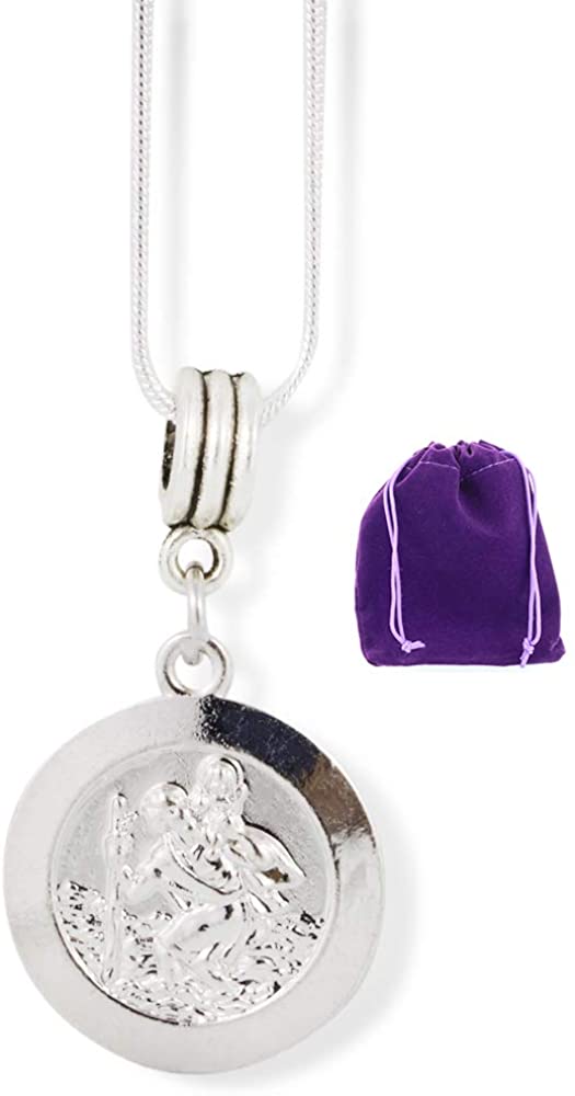 St Christopher Necklace | Charm Snake Chain Pendant