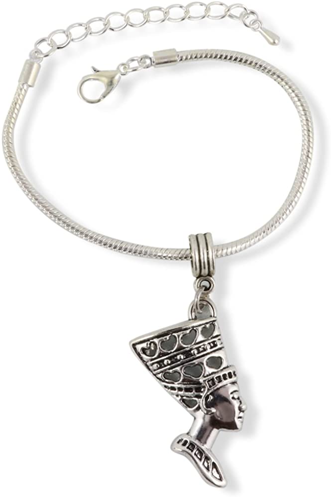 Egyptian Head Bust Snake Chain Charm Bracelet