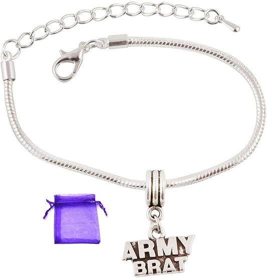 Army Brat Bracelet | Stainless Steel Snake Chain Charm Bracelet