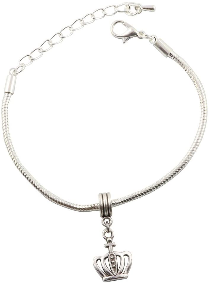 Emerald Park Jewelry Crown Bracelet | Stainless Steel Snake Chain Charm Bracelet