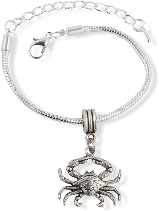 Crab ( with detail on shell ) Snake Chain Charm Bracelet