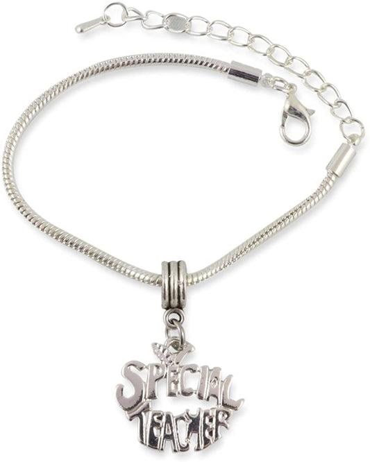 Special Teacher Snake Chain Charm Bracelet