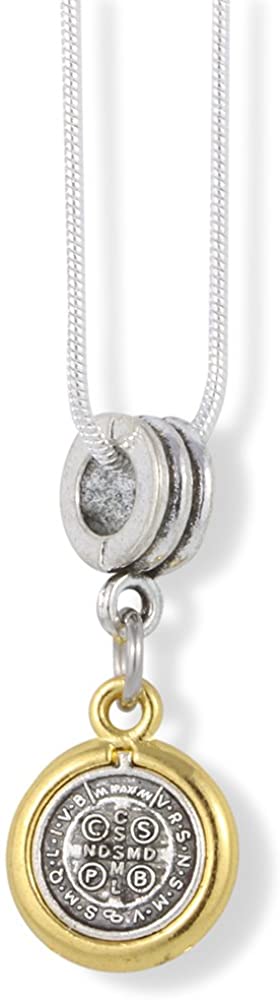 EPJ St Benedict Necklace | Medal San Benito Religious Jewelry Necklace for Women Silver Plated Chain Charm Gifts Catholic Necklace Pendant for Women Men