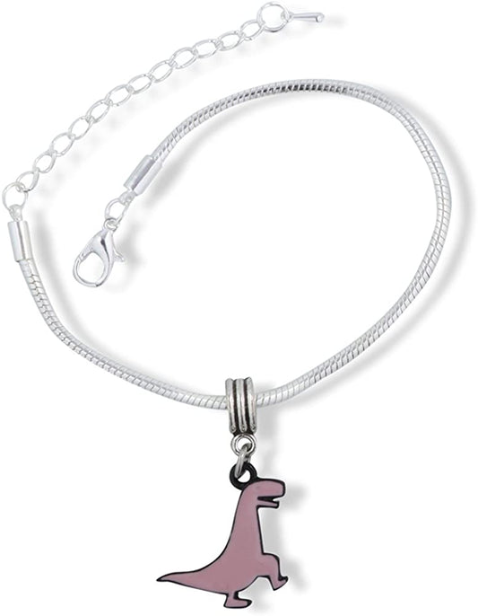 Emerald Park Jewelry TRex Tyrannosaurus Rex Cartoonish Dinosaur Snake Chain Charm Bracelet