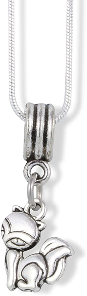 Cat with Squinty Eyes Charm Snake Chain Necklace