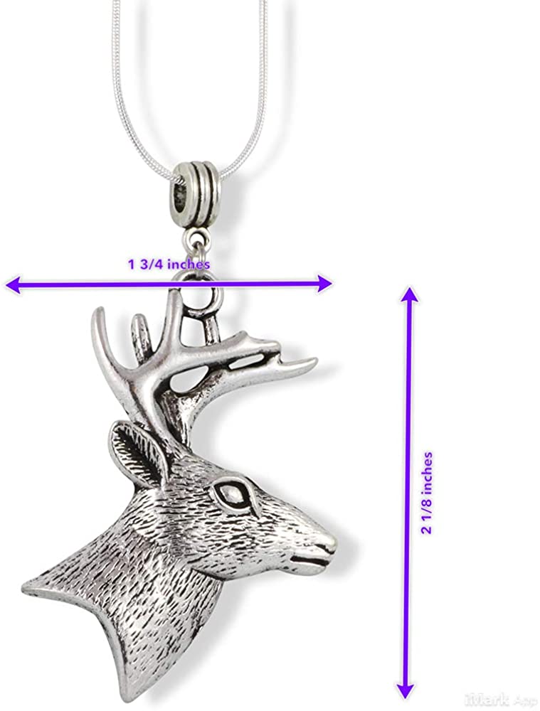 Hunting Jewelry | Deer Horn Necklace with 22 inch Stainless Steel Snake Chain with Deer Horn Pendant Great Deer Gifts for Women or Deer Necklace for Men or Hunting Necklace for Men