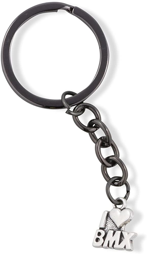 Emerald Park Jewelry I Love Heart BMX Bicycle Racing Charm Keychain