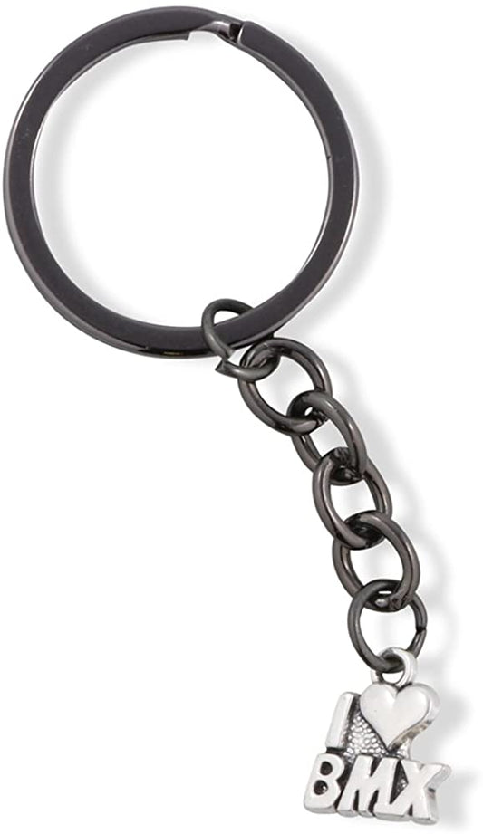 Emerald Park Jewelry I Love Heart BMX Bicycle Racing Charm Keychain