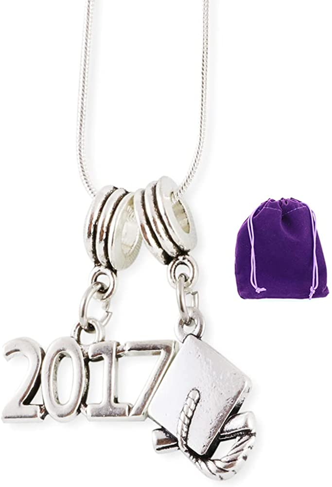 2017 and Graduation Cap Snake Chain Necklace