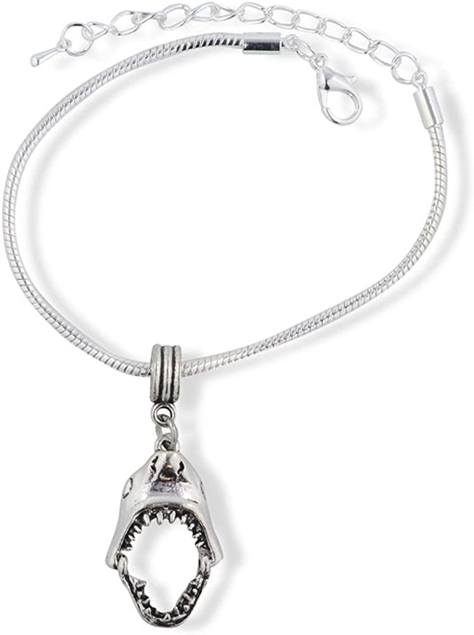 Emerald Park Jewelry Shark Jaw Closable Snake Chain Charm Bracelet