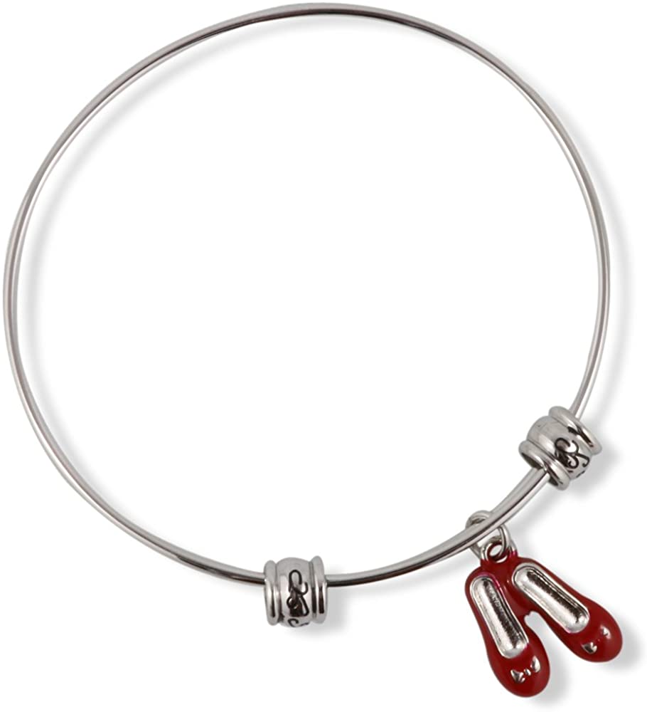 Wizard of Oz Bracelet and Keychain | Dorothy Ruby Red Slippers Charm Snake Chain Necklace Bundled with Ruby Red Slippers Shoes Charm Keychain