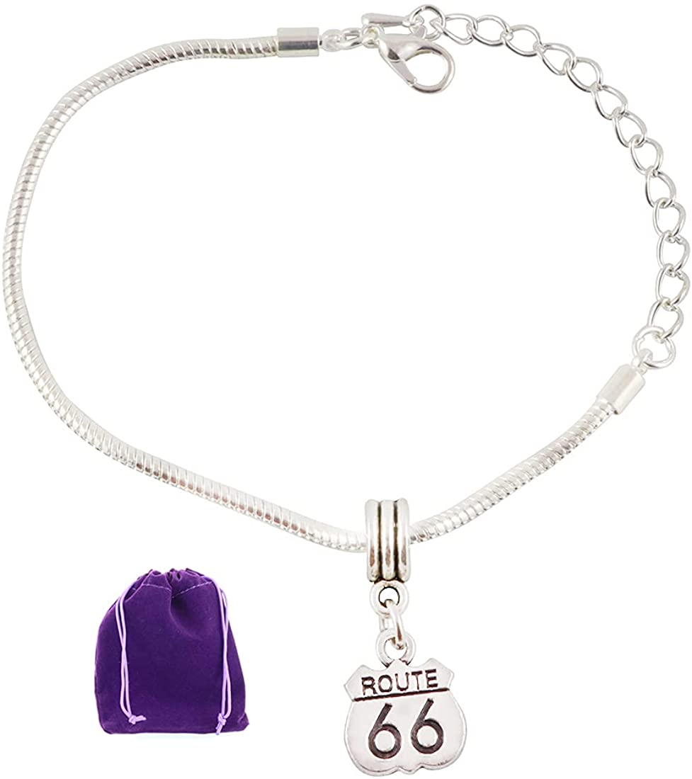 Route 66 Snake Chain Charm Bracelet