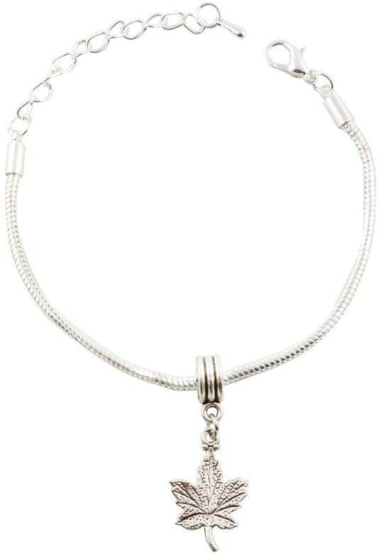 Emerald Park Jewelry Maple Leaf Snake Chain Charm Bracelet